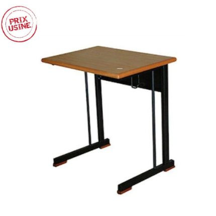 Table scolaire individuelle Structure métallique en tube carré section 30 x 30 cm. Plateau en bois particulier STD melamine Ep 19 mm, Bande à champs en pvc épaisseur 0,8 mm dimensions standard : - 60 x 40 x H56 cm - 70 x 50 x H70 cm Fabrication sur mesure est disponible
