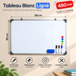 Tableau Blanc Ligné 120x90 cm avec Cadre Aluminium 450 DH Maroc